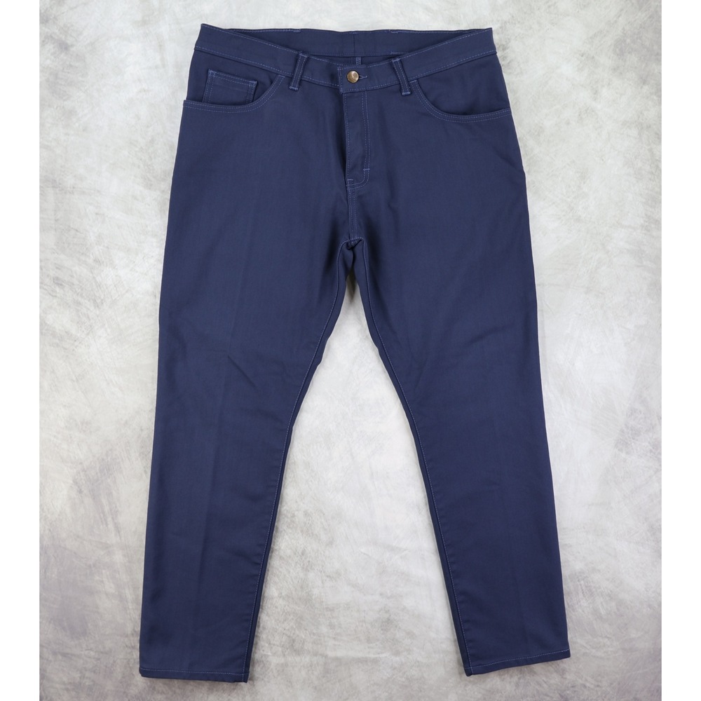 Blue Delta Bespoke 5-Pocket Pants Mens 34x28 Blue Custom Made USA Chino Trousers